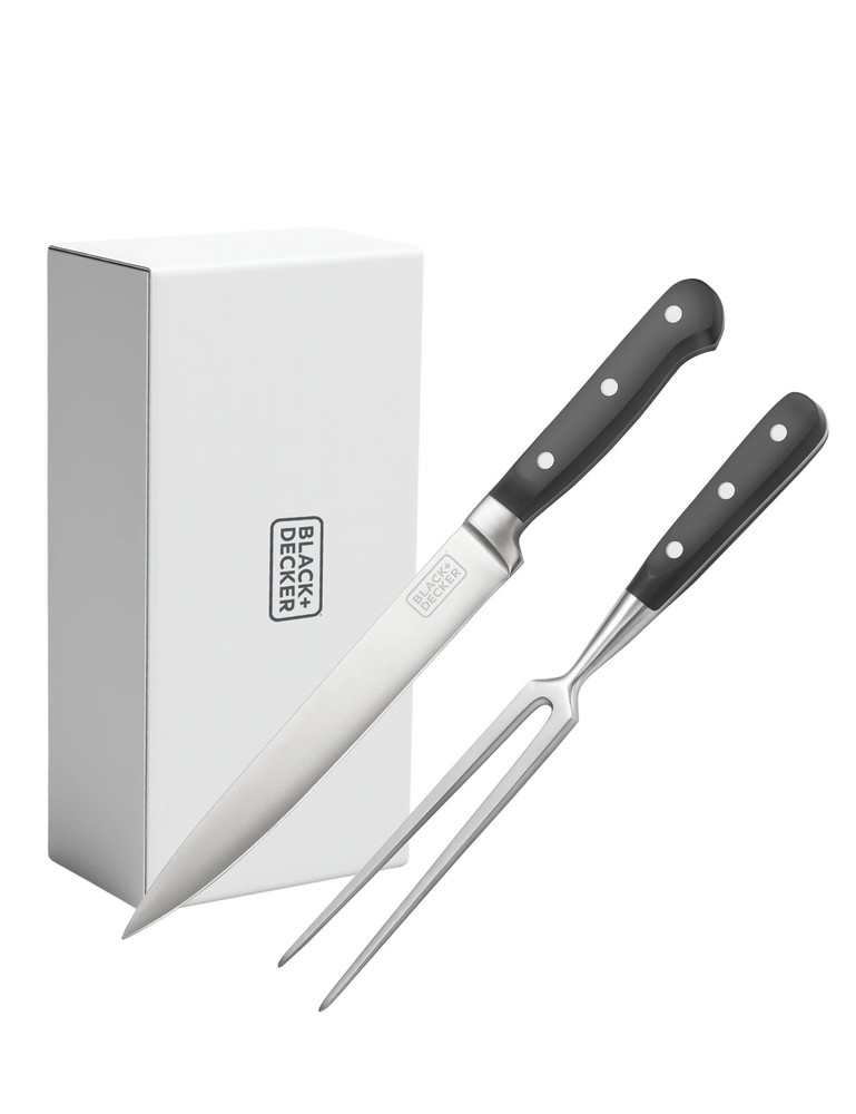 BLACK+DECKER 2-Piece Stainless Steel Carving Knife Set, 8” Carving Knife & 7” Fo