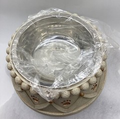 Grasslands Road Furry Friends Cat Bowl Cement/Resin & Metal