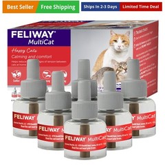 MultiCat 6 x 30 Day Cat Calming Refills for Pheromone Diffuser, 6 x 48ml Valu…