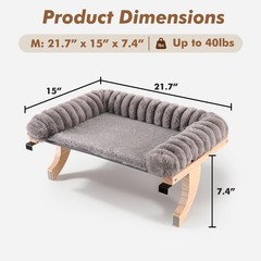 Valigogo Cloud-Soft Cat Window Sill Perch with Medium(21.7”x15”), Grey