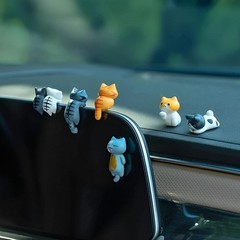 Cute Cat Car Accessories Set of 6 Mini Resin Figurines for Dashboard Decor