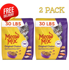 2 Pack Meow Mix Original Choice Dry Cat Food 30 lb Chicken Salmon