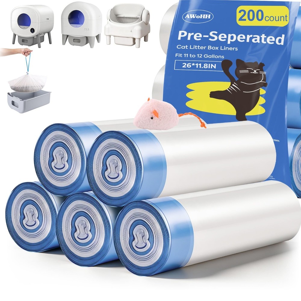 200 Count 26″x11.8″ Self-Cleaning Cat Litter Box Bags for Cumrige Fumoi Fsite…