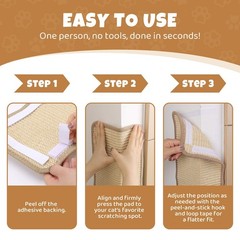 2 Pack Wall Coner Cat Scratcher with Tape, Natural Sisal Cat Corner Scratcher