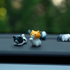 Cute Cat Car Accessories Set of 6 Mini Resin Figurines for Dashboard Decor