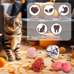 Petsinurarea Halloween Cat Toys Catnip 4pcs Chew Toy Medium, Multicolor