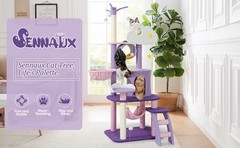 65″ Cat Tower Cute Purple Cloud Cat Tree Condo Playing House w/ Scratching Post