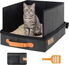 Portable Travel Litter Box for Cats, 17.7″×13.5″×11″ Collapsible Cat Litter Box