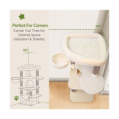 Globlazer Corner Cat Tree, 51in Curved Series Modern Cat Tower for Indoor Cat…