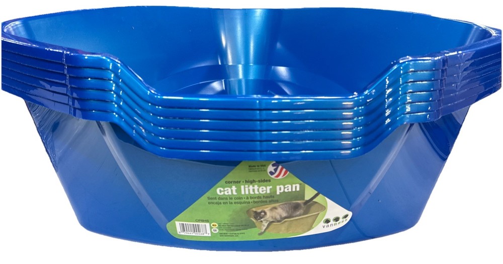 Van Ness Corner High Sides Cat Litter Pan, Large, Blue 6 Pack
