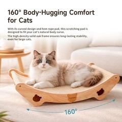 Upgraded Sisal Cat Scratcher Bed, Solid Oak natural color