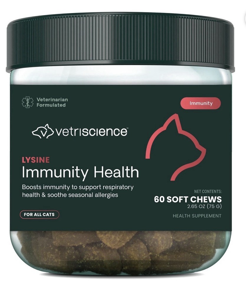 VetriScience Lysine Immunity Health Soft Chews for Cats, Immunity & Well-Being
