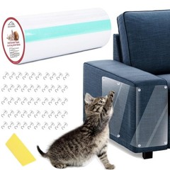 Anti-Cat Scratch Furniture Protector, 200″ x 12″, Single-Side Cat Couch Scrat…