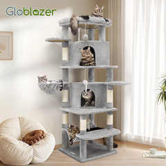 C66 Corner Cat Tree for Large Cats, 66Inch Tall Curved Series Large Cat Tower fo