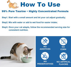PurrVita Taurine for Cats, Pure Taurine Supplement for Cats Powder, Grade Amino