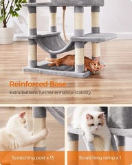 Plush Multi-Level Cat Condo: 66.1-Inch Tower with Scratching Posts & Pompoms