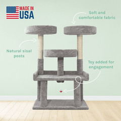 SportPet Designs 190588 Kitty City 61-Inch Multi-Level Upholstered Cat Tree with
