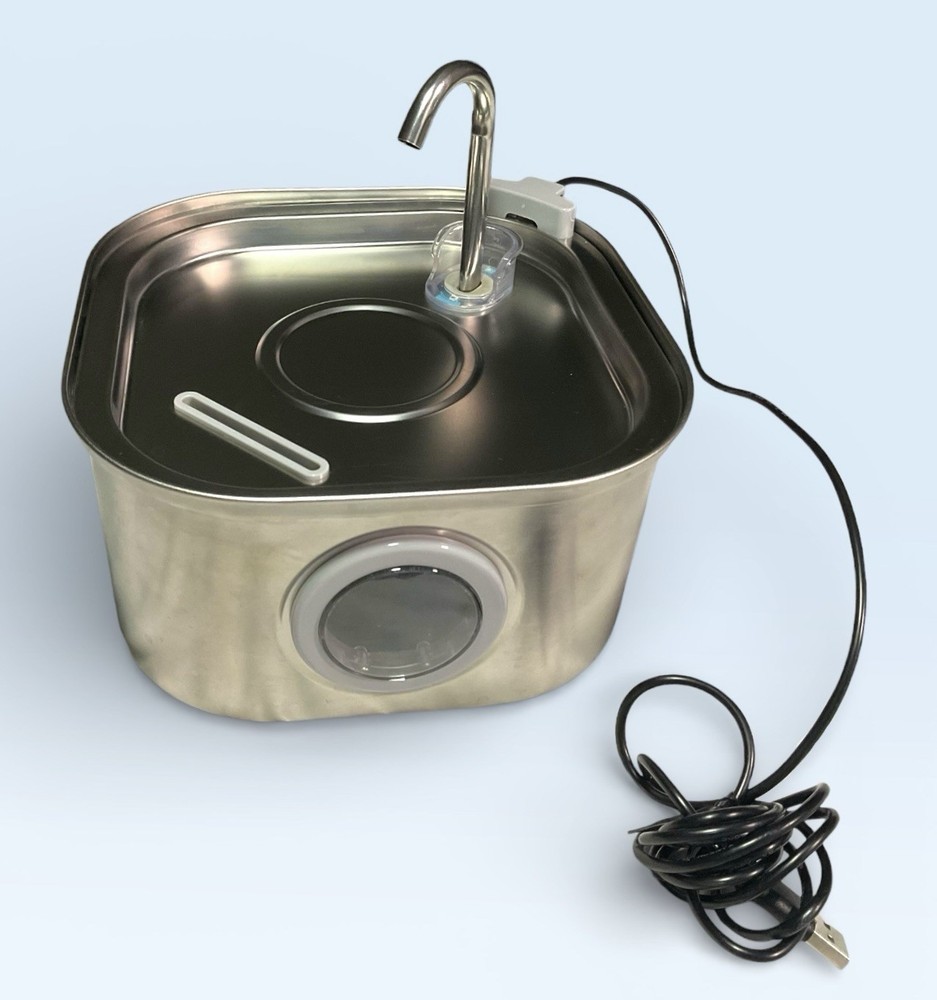 Cat Water Fountain Filtered Water Pet Dish 10 Filters 3.2L Stainless Steel