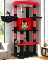 Corner Cat Tree Large Cats 66inch Tall Curved Series Large Cat Tower Multiple