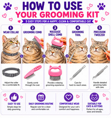 Cat Flea and Tick Treatment Include Cat Flea Collar, Tick Remover Tools And Comb