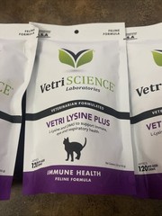 360 Count – 3 Bags -Vetri Lysine Plus Chews – Essential Immune Support for Cats