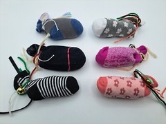 6 Homemade Baby Sock Catnip Cat Toys with Organic Catnip & Bell (Colors Vary)