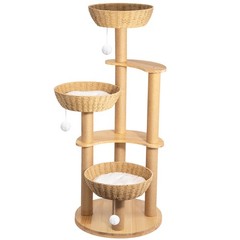 52″ Modern Cat Tree Tower Oak Cat Scratching Tree for Multiple Large Cats