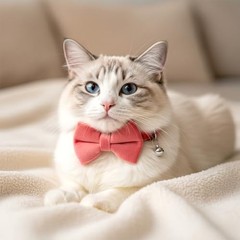 Trinkrittey 2 Pcs Solid Color Velvet Cat Collar with Bell and Removable