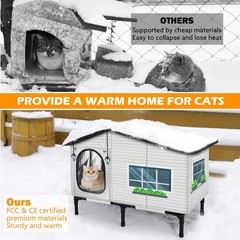 Weatherproof Heated Cat House for Outdoor Cats, Insulated Heating Cat House w…