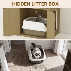 Discreet Litter Box Cabinet: Hides the Box, Traps Odors & Organizes All Supplies