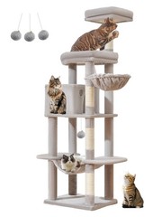 MS042W Cat Tree,66-inch Large Cat Tower with Scratching Posts, Luxurious Larg…