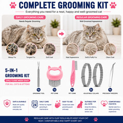 Cat Flea and Tick Treatment Include Cat Flea Collar, Tick Remover Tools And Comb