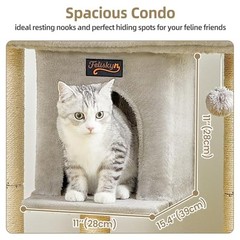 Cat Tree Tower Scratching Post for Indoor Large Cats, 28 Inches Light Grey 1