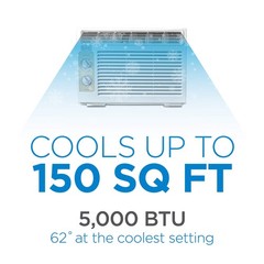 BLACK+DECKER Window Air Conditioner 5000 BTU, AC Window Unit Cools Up to 150 Squ