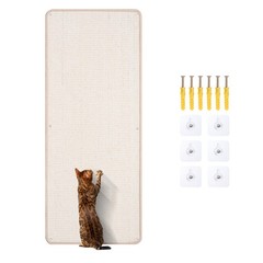 Natural Sisal Cat Scratcher Mat Wall Carpet Post Couch White 39.3×15.7 In