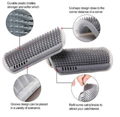 Cat Massage Comb Self Groomer Wall Brush Corner Face Scratcher Catnip Holder.