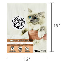 (4 pack) Special Kitty Clumping Clay Cat Litter, Unscented, 45 lbs Box