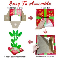 Cardboard Christmas Cat House, Cat Scratcher House with Reversible Scratching…