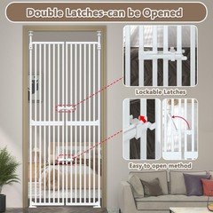 71″ High Extra Tall Cat Gate, 34-36 Inch Tall Pet Gates, Auto Close Kitten Sa…