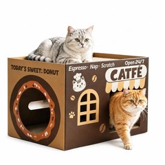 Cardboard Cat Scratcher House, Cozy Cardboard Design with 2 PCS Scratching Pa…