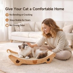 Upgraded Sisal Cat Scratcher Bed, Solid Oak natural color