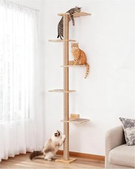 80inch Wall Mounted Cat Tree 15.8in Top Perch Bed Large Adult Cats Adjustable