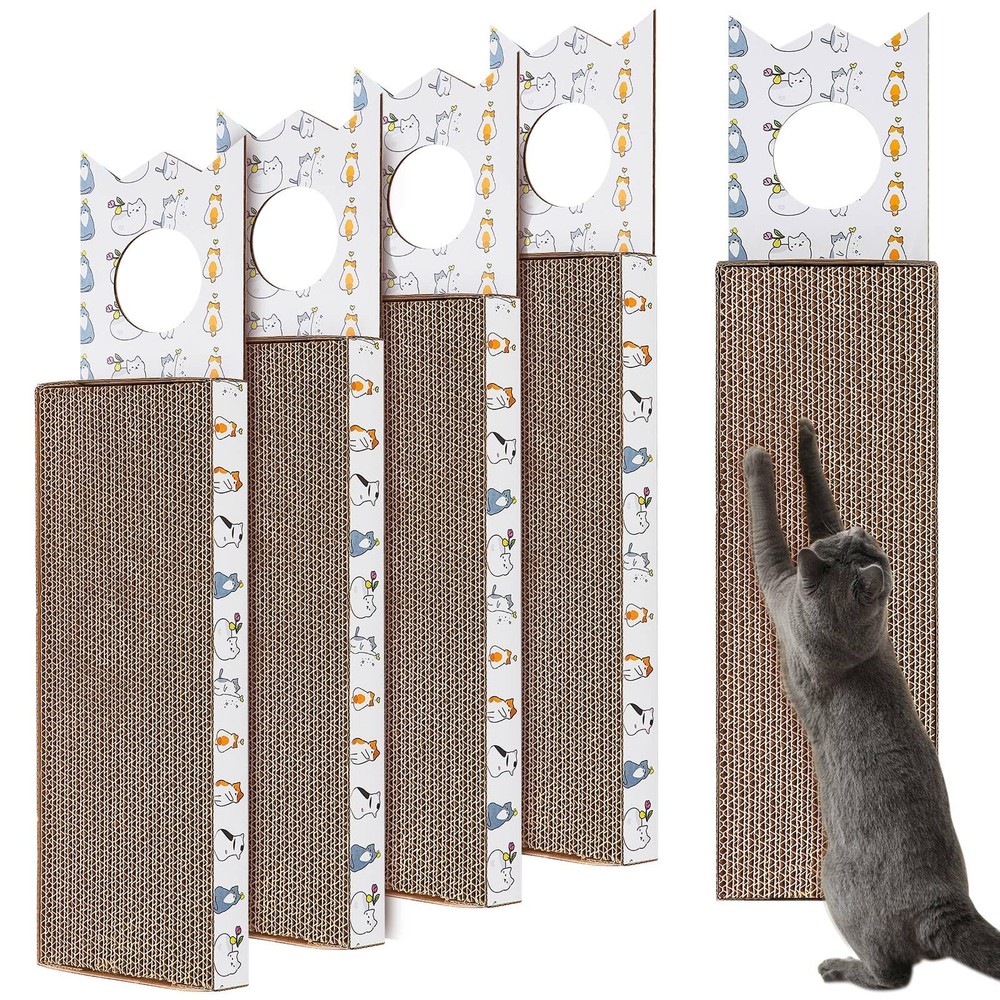 4 PCS 15 Inch Door Hanging Cat Scratcher Cardboard Board Reversible Pad Mat