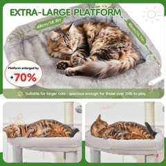 MS042W Cat Tree,66-inch Large Cat Tower with Scratching Posts, Luxurious Larg…