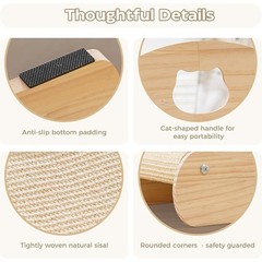 2-in-1 Cat Scratching Post & Nap Zone Solid Pine Sisal Floor Mount Assembly New