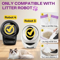 120 Pack Litter Robot 4 Waste Bags, Drawstring Litter Box Liners, Cat Litter …