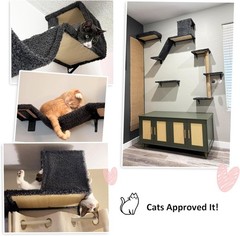 Cat Wall Shelves, Stable & Safe 4 in 1 Cat Furniture Set,16 Inch Drywall – Gray