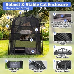 Catio Outdoor Cat Enclosure Pop up Cat Tower Tent Cat Playpen w/Breathable Mesh