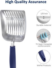 Heavy Duty Aluminum Alloy Cat Poop Scooper – Deep Design & Ergonomic Handle