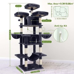 Big Cat Tower Indoor Cats 80inch Cat Tower Multiple Adult Cats XXL Cat Tree